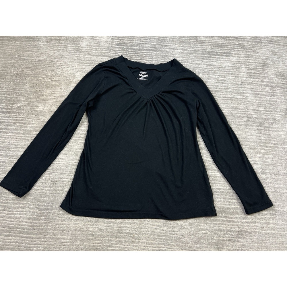 Zoey‎ & Beth Top Womens XL Black V-Neck Long Sleeve Cotton Blend